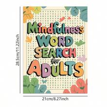 1pc Mindfulness Word Search For Adults Puzzle Notebook, Perfect Gift For Birthday Party, Mother's Day, Family Gathering And Other Holidays,School Supplies,Back To School