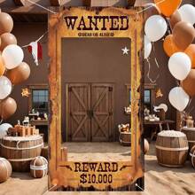 Grande denim per decorazioni da festa, sfondo fotografico occidentale, cornice divertente, accessori per cabina fotografica stile far west, banner per selfie stile far west, adatto per feste di compleanno a tema far west, decorazione in stile country vintage