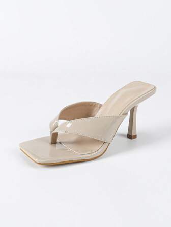 Sandalias de taco alto con punta abierta para mujer, tacones de aguja de punta cuadrada, diseño elegante y de moda para el verano, versátil en múltiples colores