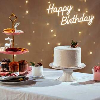 1pc Acrylic LED Neon Light "Happy Birthday" Decorative Atmosphere Lamp, USB Powered, Dimmable Switch, Suitable For Birthday Party, Luminous Birthday Sign Wall Decor