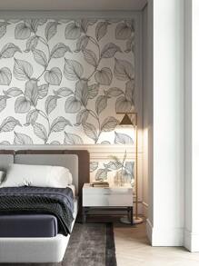 Lily Flower Plant Printed Home Decor Wallpaper, Simple Line Design Floral Leaf Self-Adhesive Waterproof Oil-Proof Wallpaper For Indoor Furniture Cabinet DIY Decoration