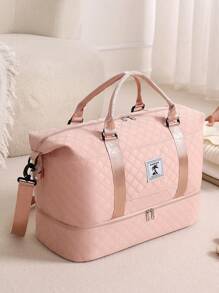 Borsa da viaggio personalizzata con ricamo, con nome personalizzato e lettere di colore, unisex, borsa a tracolla con cerniera e scomparto per le scarpe indipendente, di grande capacità per un facile stoccaggio all'aperto, borsa da viaggio leggera