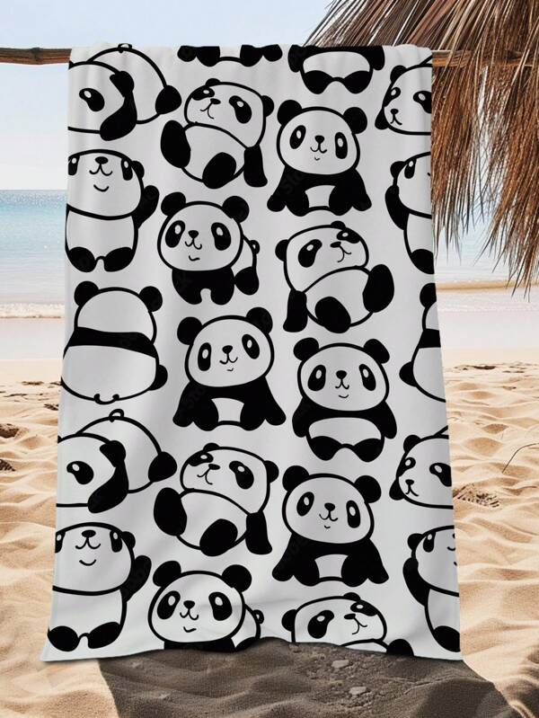 Toalha de praia de panda fofa, 1 peça, macia, extra grande, de microfibra, toalha de piscina, toalha de praia personalizada, adequada para casa e viagens