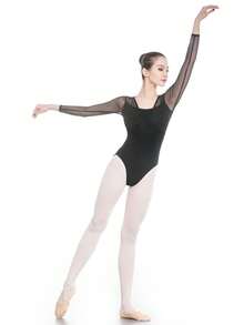 balletto 成人芭蕾紧身衣，健身紧身衣，适合舞蹈训练、教师、考试，高领拼色设计，适合空中瑜伽、体操 - 黑色 - 查看 6