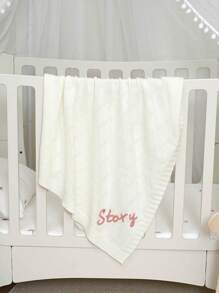 Customized Hand-Embroidered Name Casual Simple Kids Knitted Blanket, Baby Blanket For All Seasons,Multi-Functional,Ornamental,Letter,Stylish,Modern,Colorful,Cute,Adorable,Casual,Custom,Personalised,Unique,Customized,Ideal Gifts For Him,Ideal Gifts For Her