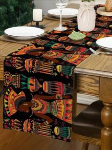 1 Pc African Print Table Runner, Women Print Table Runner, For Kitchen, Dining Room Decor, Holiday, Home Gathering, Wedding, Outdoor Dining, Coffee Table Decor