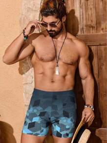 Șort de baie tricotat pentru bărbați, cu dungi și modele geometrice, pentru toate anotimpurile