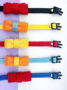 可爱卡通蝴蝶结宠物项圈，可调节尺寸防窒息带扣，猫项圈，柔软舒适，易于清洁，时尚，适合各种尺寸的猫和狗 - 彩色 - 查看 5