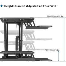 Standing Desk Converter, Height Adjustable Dual Tiered Computer Workstation (Black) - Black - View 3