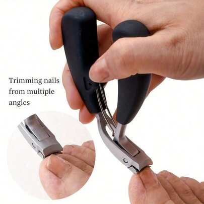 Wide Stainless Steel Nail Clipper, Professional-Grade Splash-Proof, Long Handle Curved Trimmer/Enhanced Concave Blade Edge, Suitable For Thick Toenails, Ideal For Men And Seniors