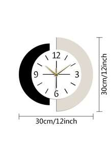 1 Pc, Acrylic Frameless Wall Clock, Semi-Circular Splicing Element Clock, Modern Simple And Personalized Creative Splicing Element, Home Decoration Wall Clock. Silent Clock With No Ticking Sound. Living Room Bedroom Home Clock. Room Decor Clock Wall Bedroom Decor Dormitory Decor Back To School - Black and White - View 4