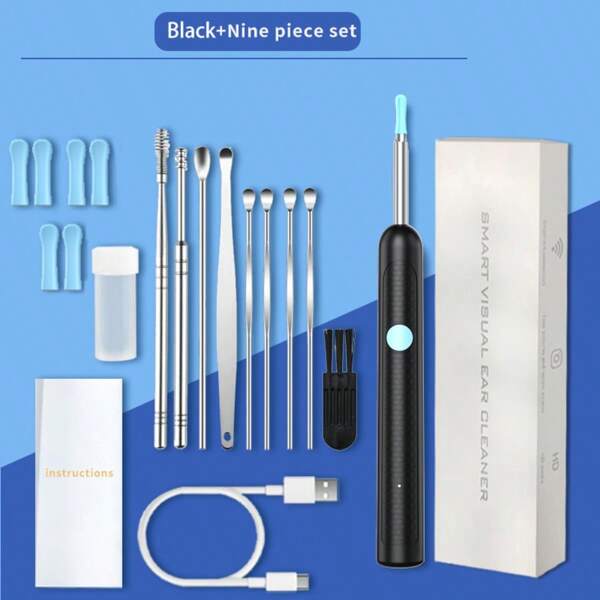 Ear Wax Removal, Ear Cleaner With Camera And Light, Ear Wax Removal Kit With9 Pcs Set, Ear Wax Removal Tool Camera With 1080P, Ear Cleaning Kit With 6 Spoons, Ear Camera For IOS & Android