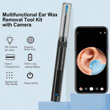 Kit de eliminación de cerumen, limpiador de oídos con cámara, kit de limpieza de cera de oídos con otoscopio con 6 luces LED, herramienta de eliminación de cerumen para teléfono celular, tableta, computadora y Android, kit de limpieza de oídos y eliminación de cerumen