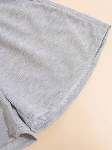 Camiseta de manga corta con estampado de dibujos animados y pantalones cortos - Gris Oscuro - Ver 4