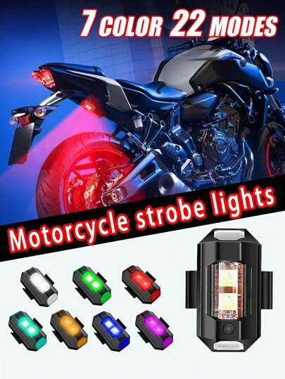 1pc Rechargeable 7-Color LED Flashing Warning Light, Motorcycle Night Riding Light, Multiple Lighting Modes, Suitable For Motorcycle, Car, Bicycle, Drone, Helmet Night