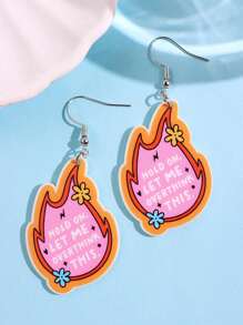 1 Pair Funny Creative Flame Letter Drop Earrings, Women's Party Jewelry