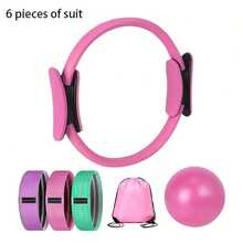6pcs Pilates Ring Set - Includes Yoga Ball, Resistance Band, Booty Band - Multicolor - View 11