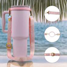 1 pieza Cuerda para botella de agua con asa para taza IceFlow, diseño de flores, elegante y bonito, correa ajustable para botella de agua, soporte para taza, accesorios para taza, compatible con