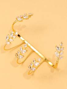 1pc Leaf Rhinestone Claw Bracelet Daily Wear Female Decorative Jewelry Simple Personalized Accessory Bracelet