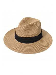 Summer Foldable Panama Hat, European And American Style Sun-Shading Jazz Hat, Outdoor UV Protection Beach Straw Hat, Versatile & Unique