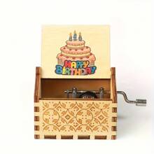 "Happy Birthday" Wooden Hand-Cranked Retro Music Box, Perfect Birthday Gift, No Battery, Charming Gift For Home Decoration, Suitable For Room Decoration