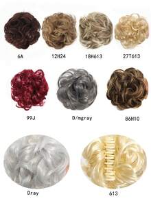 Stufenklammer für verwuschelte Dutt Haarverlängerungen für Frauen, verwuschelte wellige lockige Haardutts, Hochsteckfrisuren Haarverlängerungen mit Synthetikhaaren Dutt Zopf Verlängerung (Dunkelbraun)