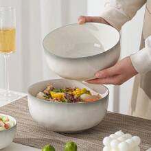 French Style Porcelain Dinnerware Set, Includes Rice Bowl, Dinner Plate, Spoon, Soup Bowl, Chopsticks, 7 Piece Combo Options, Suitable For Serving Rice, Vegetables, Fruit, Salad, Etc. Fits 2-6 People,School Supplies