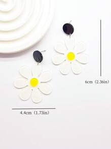 1 Pair Elegant Minimalist Farmhouse Style White Acrylic Flower Drop Earrings For Women, Casual, Party, Holiday, Versatile