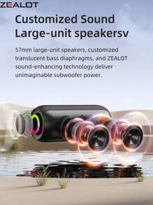 ZEALOT ZEALOT S32MAX 20W kabelloser Lautsprecher, tragbarer Outdoor-Lautsprecher, Bluetooth-Lautsprecher, integrierter 3600mAh Akku, mit RGB-Farbbeleuchtung, kann 8 Stunden spielen, kompatibel mit SD-Karte/USB/AUX, serielles Kopplungsmodus, geeignet für Smartphone/Tablet/TV/Computer, ideal für Outdoor-Partys/Radfahren/Tanzen/Strand
