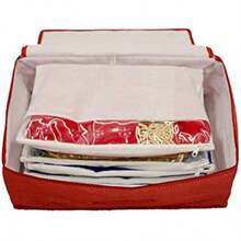 12 Flap Saree Cover Bag Saree Cover Satin Bow Design Multicolour - Multicolor - View 3