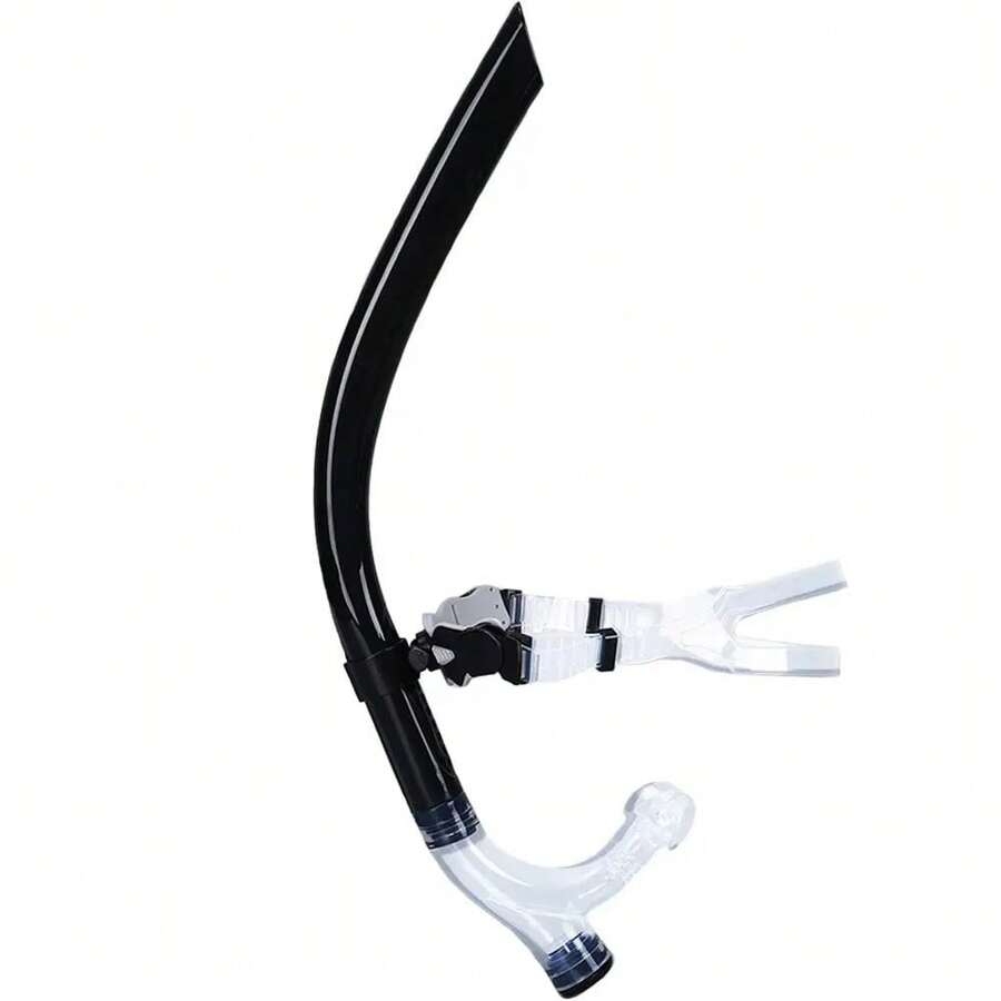 Swim Training Snorkel Center-Mount Front ComfortableMounted Silicone Mouthpiece Junior Swimmers Equipment For Adult Youth - Black - View 1