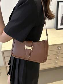 Elegante bolso de hombro en forma de media luna para mujer, moda casual y elegante, bolso debajo del brazo de unicolor