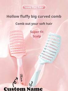 1 PC Rib Comb For Women With Fluffy Hair Roots, High Cranial Top, Long Hair Massage, Big Curved Comb Personalized Text Customization - Multicolor - View 1