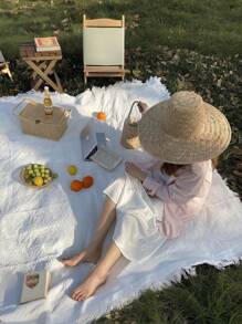 1PC Bohemian Style Picnic Mat Camping Blanket Tablecloth Outdoor Lawn Mat Camping Equipment Bohemian Style Tablecloth Nap Blanket Tent Moisture-Proof Mat Picnic Mat Suitable For Outdoor Picnic Holiday Party Decoration Bedroom/Living Room Decoration Outdoor Travel Valentine's Day Gift Interior Decoration,White