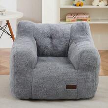 Kids Sherpa Bean Bag Chair, Boucle Toddler Chair Toddler Bean Bag Couch For Girls And Boys, Teddy Lazy Sofa Accent Chair With Pocket For Playing, Green - Grey - View 1