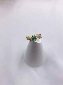 1pc Stainless Steel CZ Purple Clover Open Ring, Sweet And Unique, High-End Feeling Valentines,Mom,Mother,Mother's Day,Gift - Clear - View 16