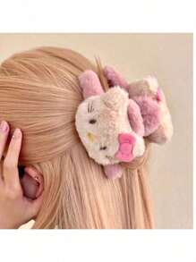 Sanrio 1PC Pink Accessories Hello Kitty Cat Hair Claw With Bow Details Cute Cartoon Family Birthday Gift For Friends Best Gift Perfect Gift Mother's Day Gift