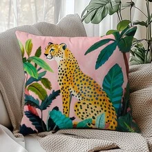 1 Vỏ gối in họa tiết da báo nhiều màu, vải nhung lông, kích thước 45*45/50*50/40*40CM, thích hợp trang trí ghế sofa phòng khách hiện đại, làm quà tặng - Nhiều màu - Xem 8