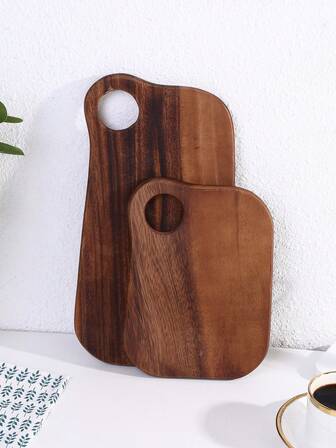 2 件/1 件木质切菜板 相思木切菜板 适用于厨房，边缘纹理可翻转木质砧板带手柄，预涂油切肉和奶酪托盘