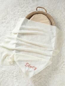 Customized Hand-Embroidered Name Casual Simple Kids Knitted Blanket, Baby Blanket For All Seasons,Multi-Functional,Ornamental,Letter,Stylish,Modern,Colorful,Cute,Adorable,Casual,Custom,Personalised,Unique,Customized,Ideal Gifts For Him,Ideal Gifts For Her