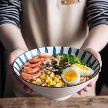 2 PCS 8 Inch Blue Willow Ramen Bowl Set + Vintage Lacquer Spoons & Chopsticks With Wave Pattern Triangle Bag - 2pcs-blue and White-8 Inches - View 3