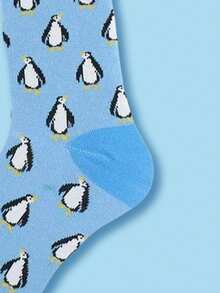 1 Pair Of Men's Penguin Patterned Socks With Cute Penguin Pattern - Multicolor - View 6