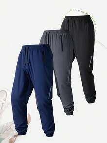 Men Fitness Boyfriend Style Men Drawstring Waist Flap Pocket Side Sports Pants