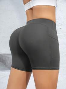 Pantalones cortos deportivos para mujer, leggings deportivos para mujer, leggings con bolsillos, shorts de ciclista negros, pantalones cortos de entrenamiento para mujer con bolsillos, pantalones de yoga de cintura alta con control de abdomen, pantalones ajustados de compresión, pantalones cortos para correr de sensación desnuda