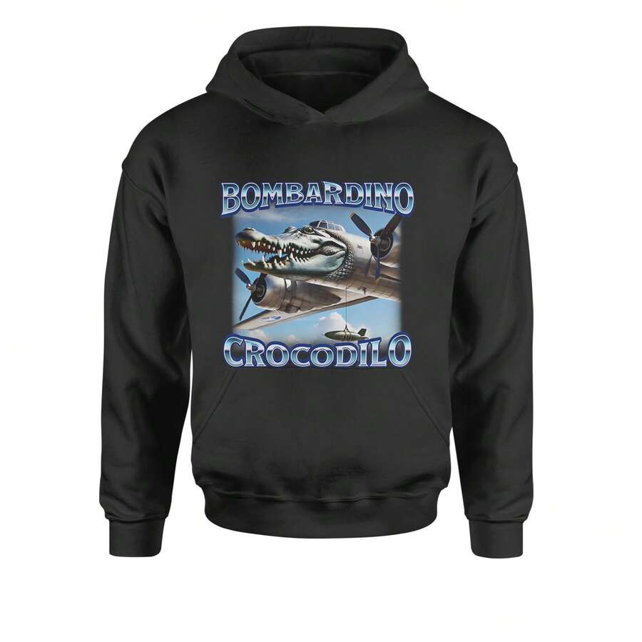 Bombardino Crocodilo Brainrot Youth-Sized Hoodie