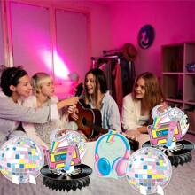 Disco Music Theme Honeycomb Decorations, Party Table Decor, Colorful 3D Creative Layout, Party Atmosphere Lighting