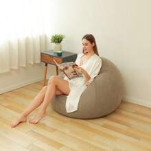 Inflatable Slouchy Sofa Chair,Flocked,Portable,Casual,Inflatable Bed,Outdoor Sleeping Bag,Foldable, Khaki Color