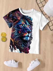 Camisetas de manga corta con cuello redondo y gráficos de dibujos animados, casuales y de moda, ropa activa para niños, adecuada para uso al aire libre en todas las estaciones, producto talla grande vendido