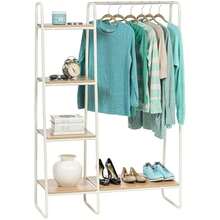 Bedroom Storage Metal Clothes Rack Wardrobe With Shelf Coat Rack 1 Level White Dressing Clothes And Shoes Entrance Easy Assembly PI-B5M - White1 - View 1