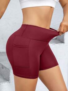 Pantalones cortos deportivos para mujer, Mallas deportivas para mujer, Mallas con bolsillos, Pantalones cortos de ciclista negros, Pantalones cortos para mujer con bolsillos para entrenamiento, Pantalones de yoga de cintura alta con control de abdomen, Pantalones ajustados de compresión, Pantalones cortos de entrenamiento y carrera con sensación de desnudez